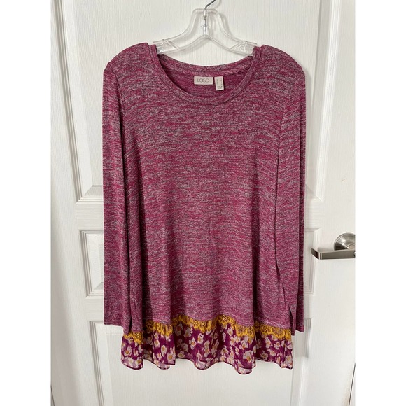 LOGO Lori Goldstein Space Dye Knit Top Mauve Small - Picture 7 of 9